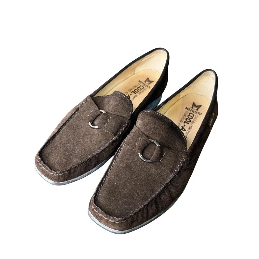 Mephisto Cool-Air Loafer Shoes Womens Size 8 Brown Suede Slip On Comfort Walking